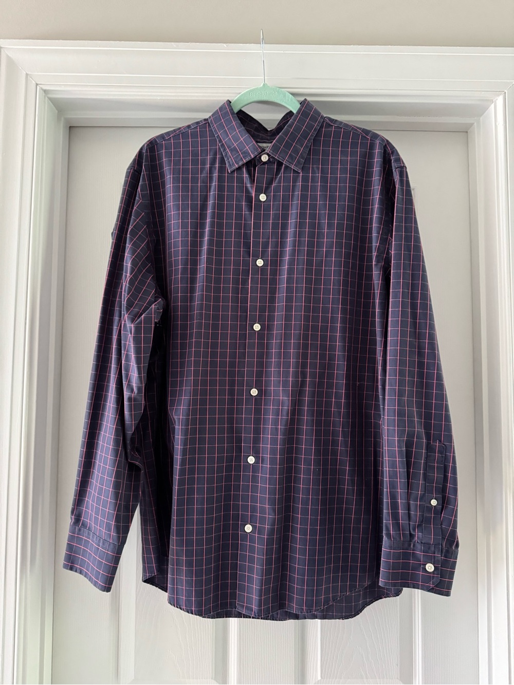Banana Republic Navy Shirt with Red Grid